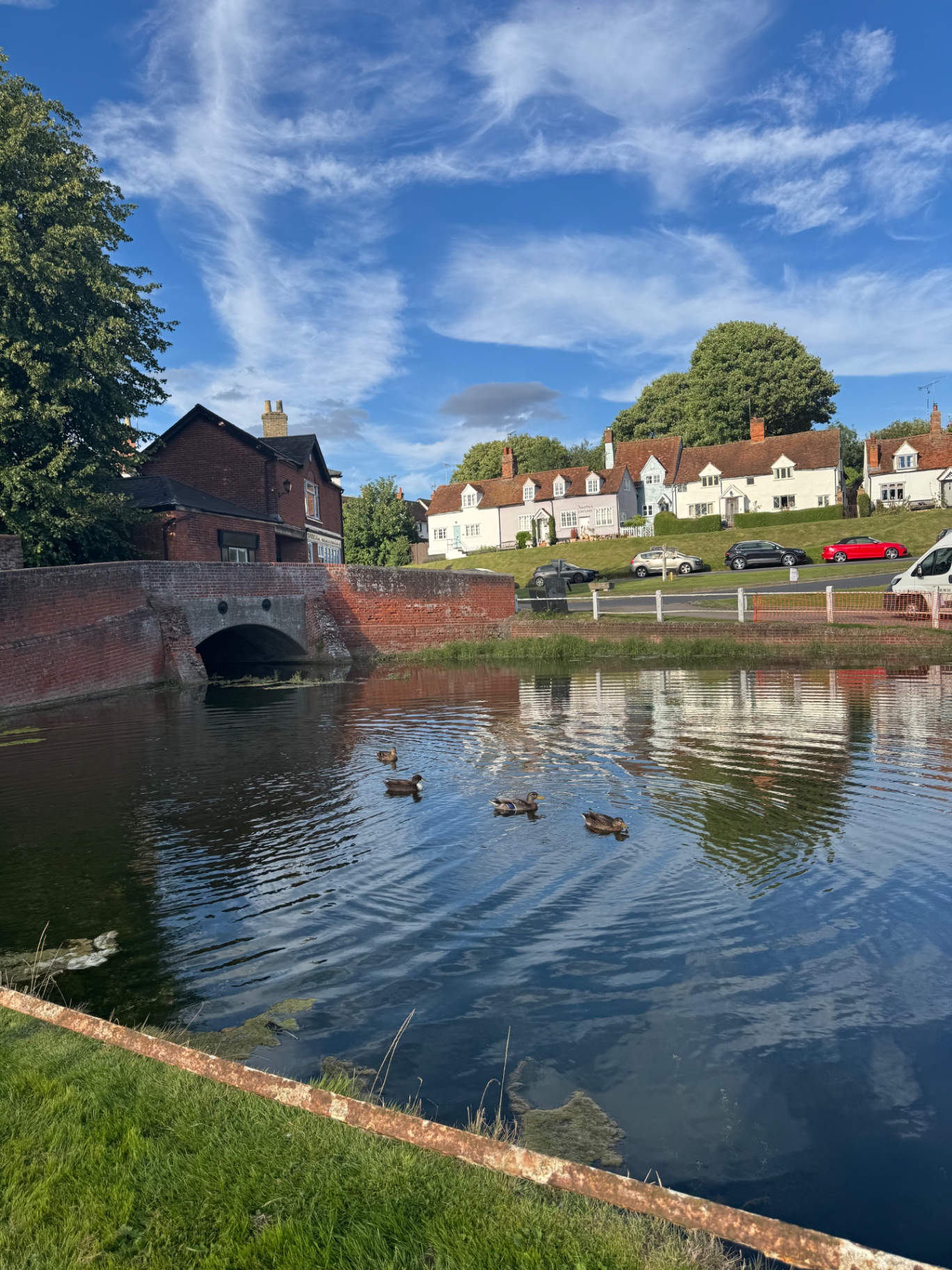 Duck pond and bridge in Finchingfield village