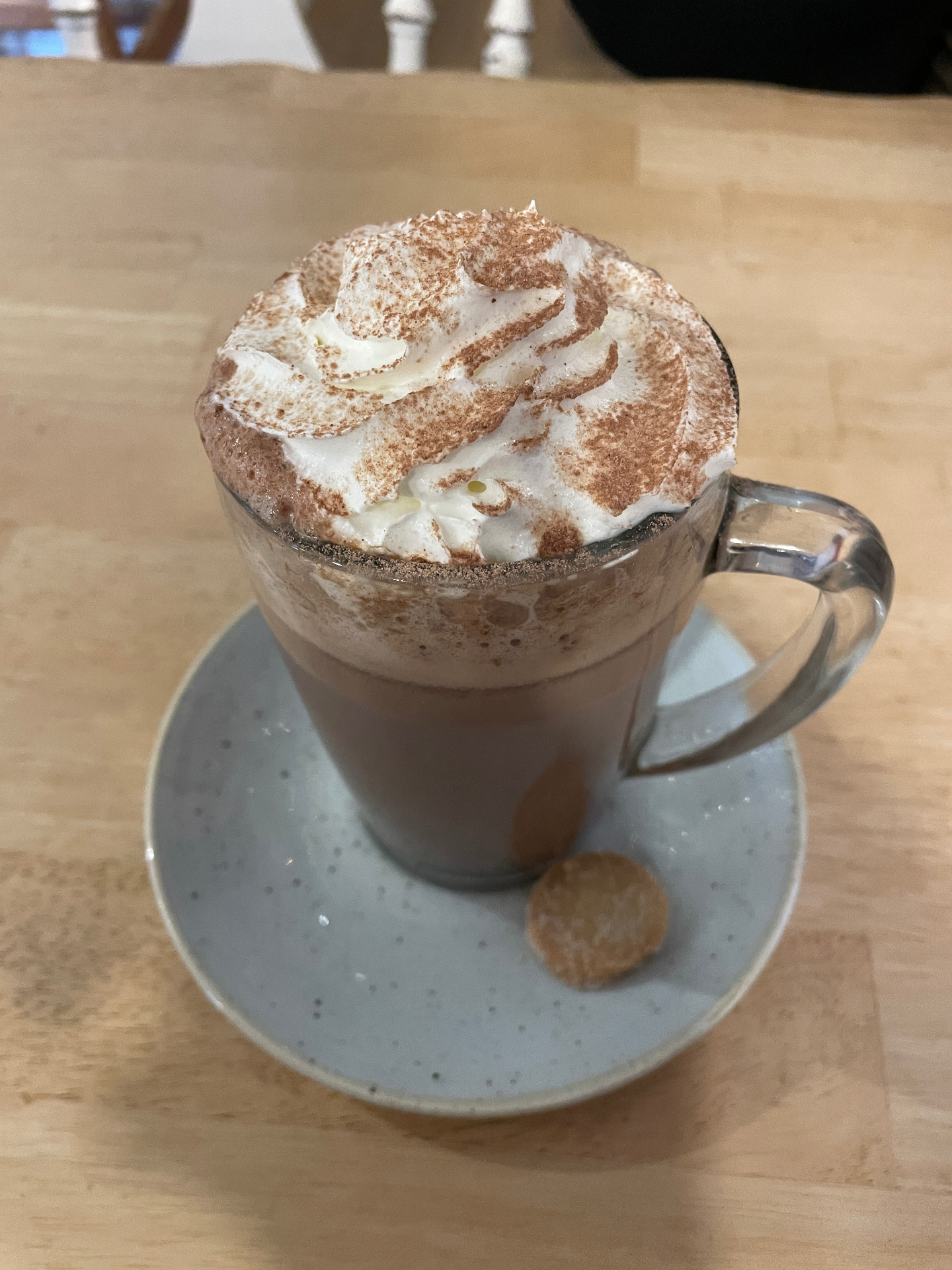 Hot chocolate topped with cream